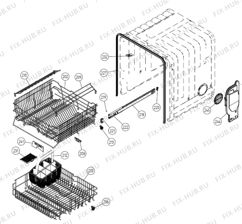 Взрыв-схема посудомоечной машины Gorenje D610S SF   -SS Bi (900001041, DW20.1) - Схема узла 02