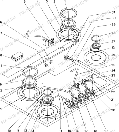 Взрыв-схема плиты (духовки) Ariston P75VBK (F006256) - Схема узла