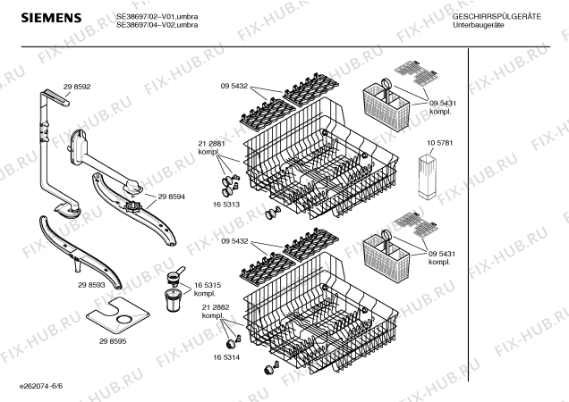Взрыв-схема посудомоечной машины Siemens SE38697 Extraklasse - Схема узла 06