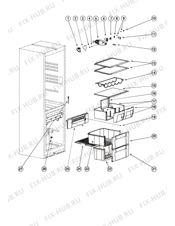 Схема №5 MB1167NF (F030935) с изображением Корпусная деталь для холодильной камеры Indesit C00854228