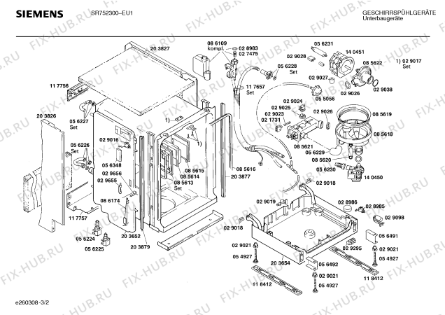 Взрыв-схема посудомоечной машины Siemens SR752300 - Схема узла 02