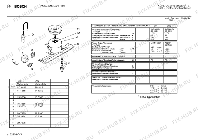 Взрыв-схема холодильника Bosch KGS3500EU - Схема узла 03