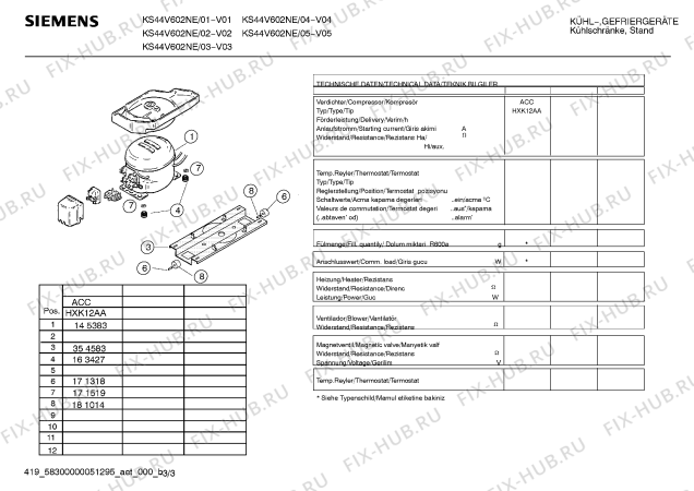 Взрыв-схема холодильника Siemens KS44V602NE - Схема узла 03