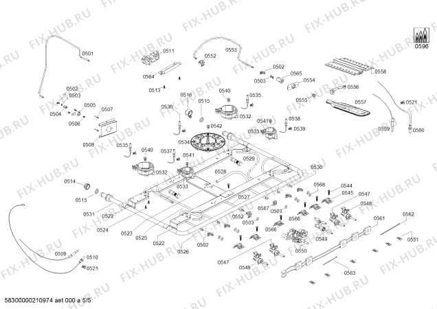 Схема №5 HSK45I33SC HSK45I33SC Cocina a gas Bosch Inox с изображением Панель для духового шкафа Bosch 11014987