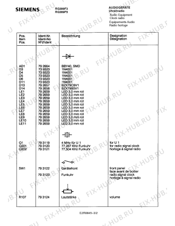 Схема №3 RG389F5 с изображением Корпусная деталь Siemens 00782990