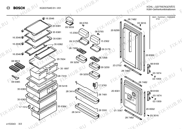 Взрыв-схема холодильника Bosch KGS3704IE - Схема узла 02