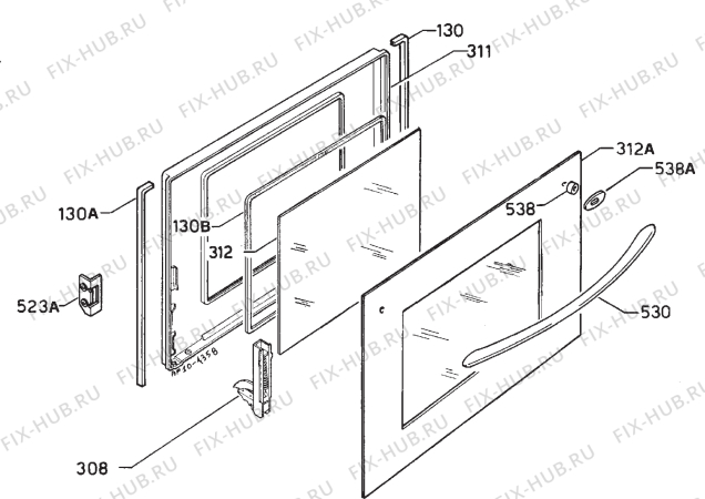 Взрыв-схема плиты (духовки) Electrolux EOB395X - Схема узла Door 003