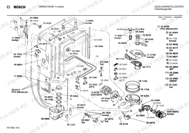 Взрыв-схема посудомоечной машины Bosch SMI6072II - Схема узла 02