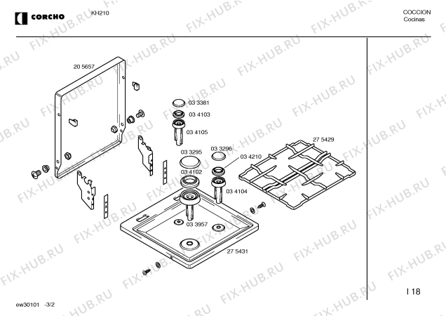Взрыв-схема плиты (духовки) Corcho KH210 - Схема узла 02