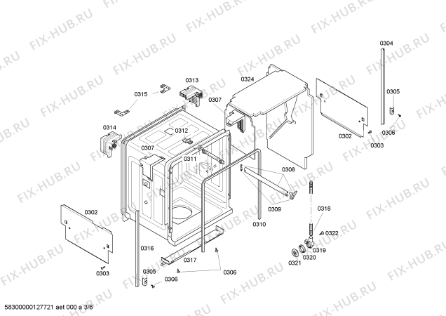 Взрыв-схема посудомоечной машины Bosch SHU66E05UC Electronic - Схема узла 03