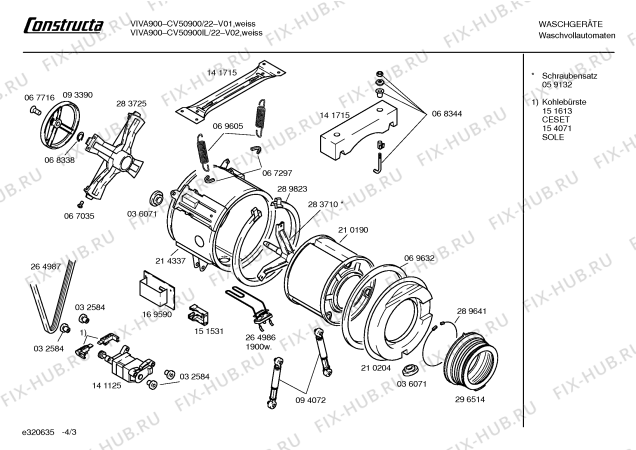 Схема №4 CV51000 Constructa VIVA 1000 с изображением Инструкция по эксплуатации для стиральной машины Bosch 00520860