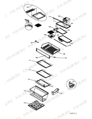Схема №3 WSR 19 GD с изображением Контейнер для холодильной камеры Whirlpool 482000002232