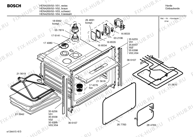 Схема №5 HEN4250 с изображением Инструкция по эксплуатации для электропечи Bosch 00581754