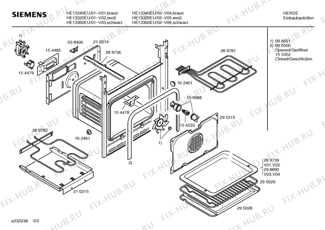 Взрыв-схема плиты (духовки) Siemens HE13340EU - Схема узла 02