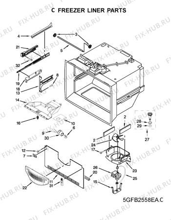 Схема №6 5GT118FFEW с изображением Клапан для холодильной камеры Whirlpool 482000095877