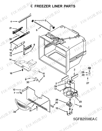 Схема №6 5GFB2058EA с изображением Запчасть для холодильника Whirlpool 482000095880