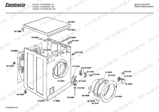 Схема №4 CV5440 CV544 с изображением Крышка для стиральной машины Bosch 00203671