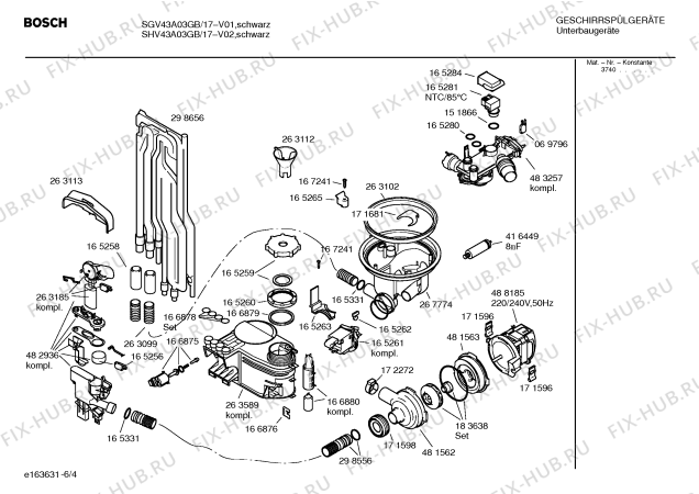 Взрыв-схема посудомоечной машины Bosch SHV43A03GB - Схема узла 04