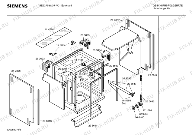 Взрыв-схема посудомоечной машины Siemens SE53A531 - Схема узла 03