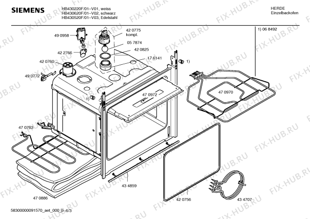 Схема №4 HB430220F с изображением Панель управления для плиты (духовки) Siemens 00437002