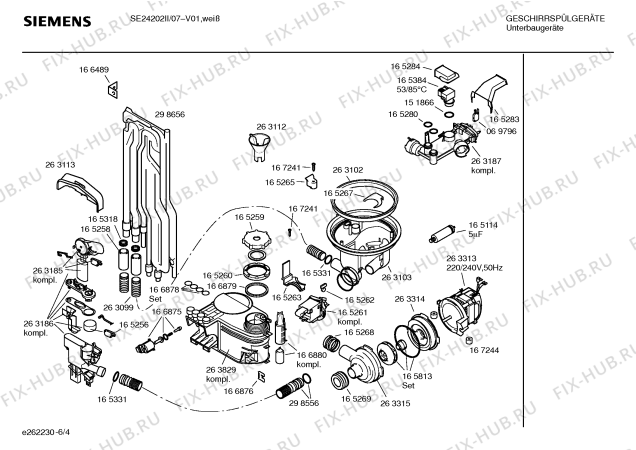 Взрыв-схема посудомоечной машины Siemens SE24202II Pianissimo - Схема узла 04