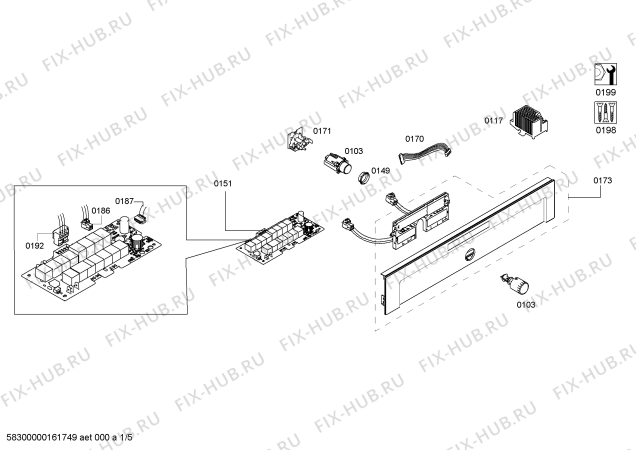 Схема №5 3HB559BP hrn.balay.py.2d.CFc.E3_MCT.f_glas.blanco с изображением Модуль управления, незапрограммированный для духового шкафа Bosch 00700269