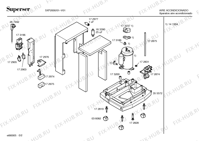 Взрыв-схема кондиционера Superser 5XP2000 - Схема узла 02