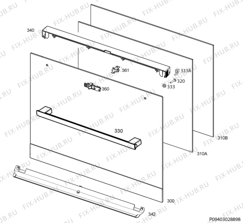 Взрыв-схема плиты (духовки) Rosenlew RMI628 - Схема узла Door