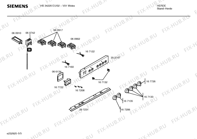 Схема №4 HS34220EU с изображением Панель управления для электропечи Siemens 00352747