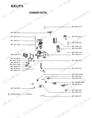 Схема №4 EA860E10/70L с изображением Корпусная деталь для электрокофеварки Krups MS-5A21150