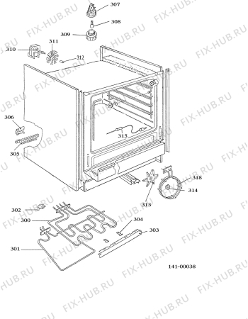 Взрыв-схема плиты (духовки) Electrolux CF6541WS - Схема узла Functional parts