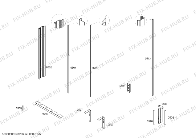 Схема №4 FIN36MIIL5 с изображением Монтажный набор для холодильника Bosch 12014676