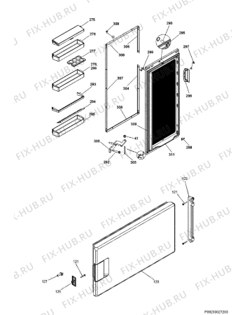 Взрыв-схема холодильника Electrolux EK15811LWE - Схема узла Door