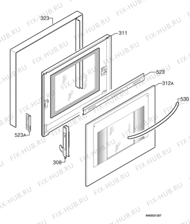 Взрыв-схема плиты (духовки) Zanussi ZHM728X - Схема узла Door 003