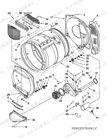 Схема №3 3XWGD5705SW с изображением Обшивка для сушильной машины Whirlpool 482000095745