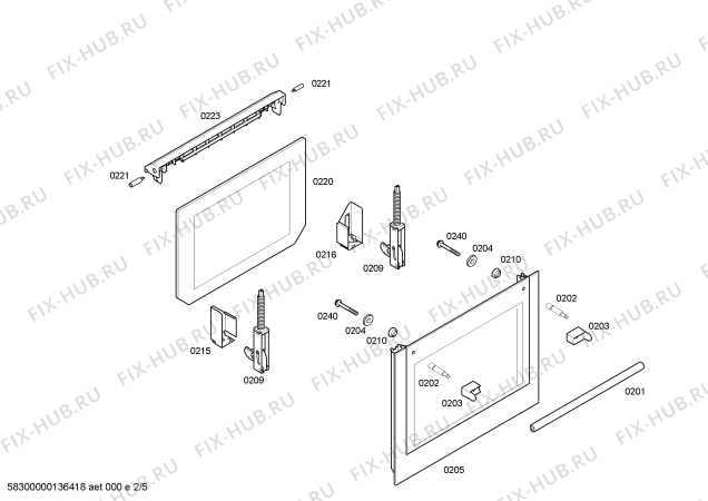 Взрыв-схема плиты (духовки) Siemens HB23AB520E H.SE.NP.L2D.IN.GLASS.S2/.X.E0_C/// - Схема узла 02