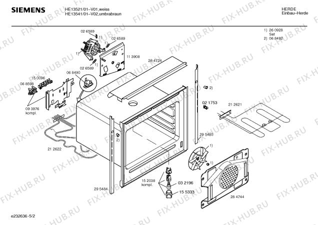 Взрыв-схема плиты (духовки) Siemens HE13541 - Схема узла 02