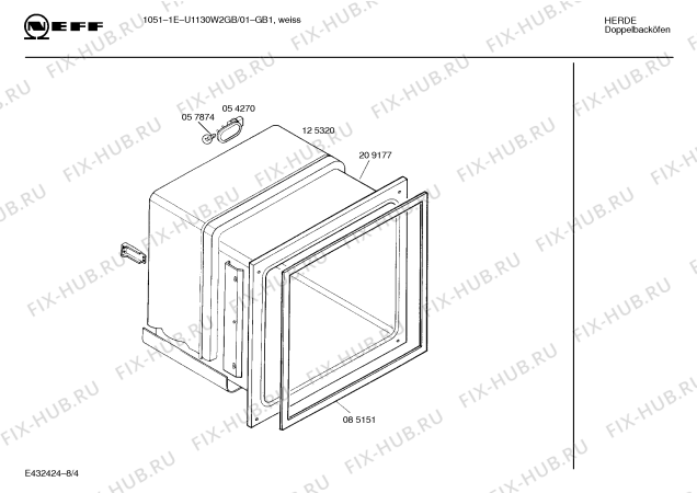 Схема №8 U1130W2GB 1051-1E с изображением Панель для плиты (духовки) Bosch 00286082