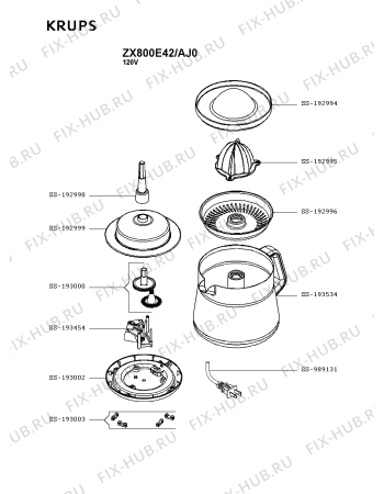 Схема №1 ZX800E42/AJ0 с изображением Моторчик для электросоковыжималки Krups SS-193454