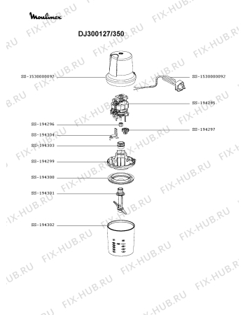 Схема №1 DJ300127/350 с изображением Корпусная деталь для электроблендера Moulinex SS-1530000097