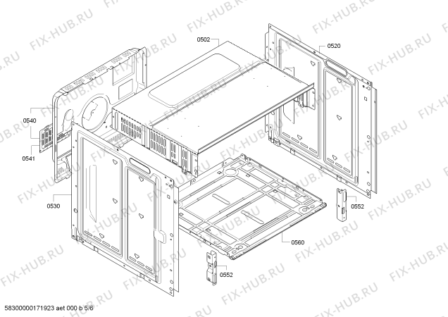 Схема №5 HBA24T151 Bosch с изображением Часть корпуса для плиты (духовки) Siemens 00688828