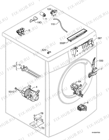 Взрыв-схема стиральной машины Privileg 00907721_21251 - Схема узла Electrical equipment 268