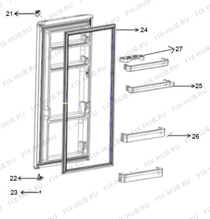 Схема №11 WMD 210 SL с изображением Корпусная деталь для холодильника Whirlpool 482000025668