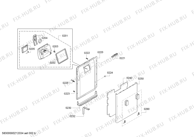 Взрыв-схема посудомоечной машины Bosch SPI25CS00E, SilencePlus - Схема узла 02