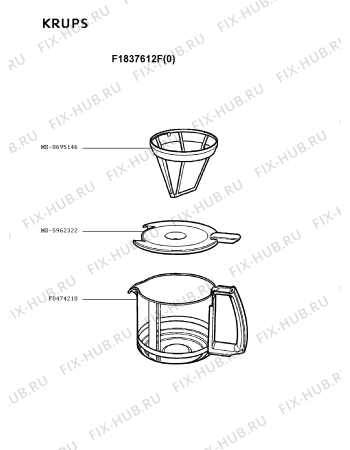Взрыв-схема кофеварки (кофемашины) Krups F1837612F(0) - Схема узла ZP001501.1P2