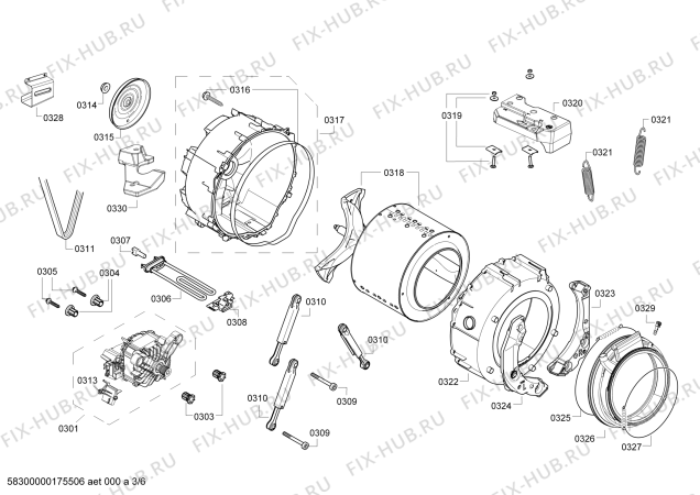 Взрыв-схема стиральной машины Bosch WVH28442OE Wash+Dry 7/4 Avantixx - Схема узла 03