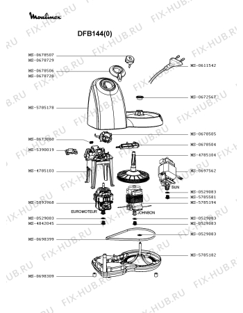 Взрыв-схема кухонного комбайна Moulinex DFB144(0) - Схема узла SP002548.0P2