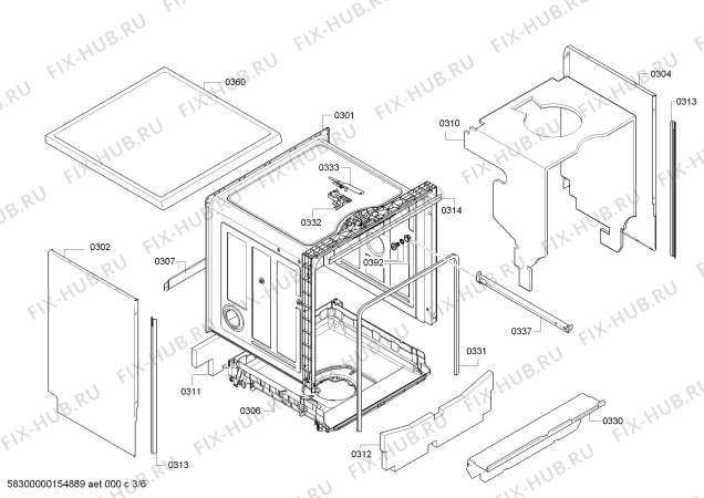 Взрыв-схема посудомоечной машины Bosch SMS43E02TR - Схема узла 03