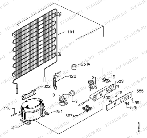 Взрыв-схема холодильника Zanussi ZV140P - Схема узла Cooling system 017