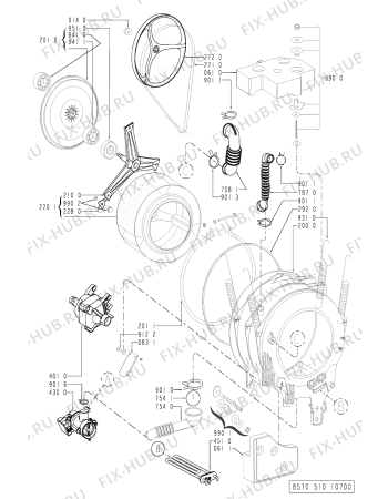 Взрыв-схема стиральной машины Whirlpool FL 5105/A - Схема узла